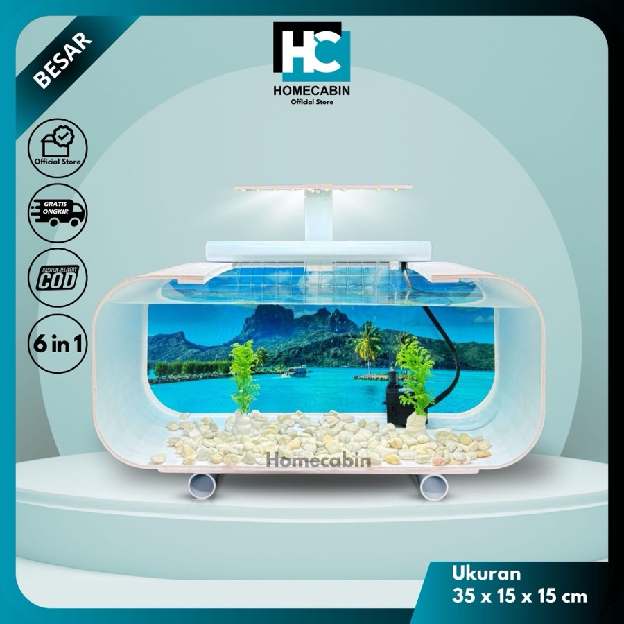 [BESAR] Akuarium Akrilik Fullset Ukuran 35x15x15 cm